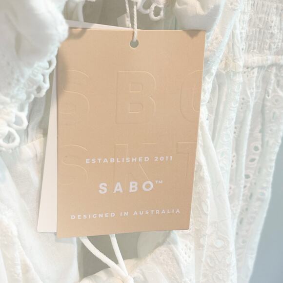 Sabo NWT White Eyelet Zeta Mini Dress - size XS - Picture 6 of 9